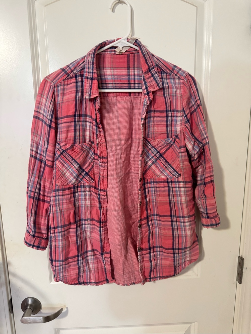 7 For All Mankind Pink Plaid Button-Down Shirt